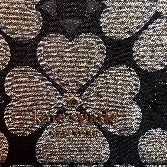 Kate Spade Odette Jacquard Chain Crossbody Bag Purse Double Zip Glitter Logo - Picture 7 of 12